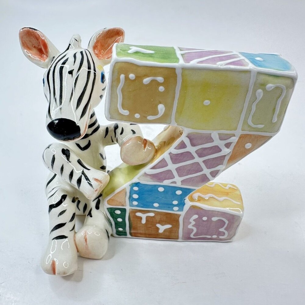 Vtg KOKO Originals “Z” Zebra Alphabet Porcelain Figurine Nursery #KO25325